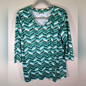 Sara Morgan women's green and black blouse size L